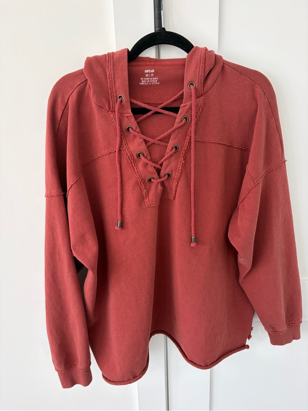 aerie Lace-Up Hoodie Sweatshirt